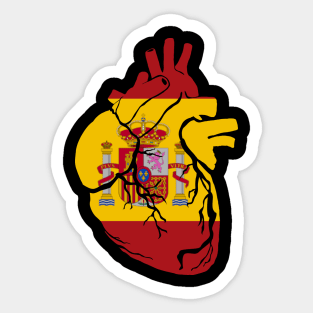 Anatomical heart design, Spanish flag Sticker